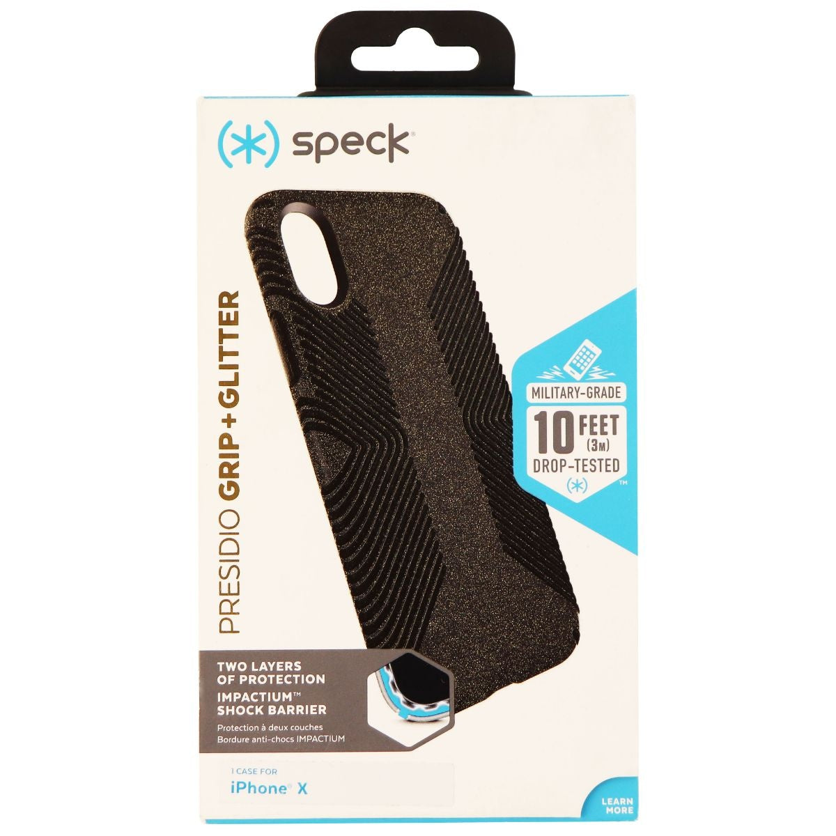 Speck Presidio Grip Glitter Series Case for Apple iPhone Xs/X - Black/Glitter Cell Phone - Cases, Covers & Skins Speck    - Simple Cell Bulk Wholesale Pricing - USA Seller