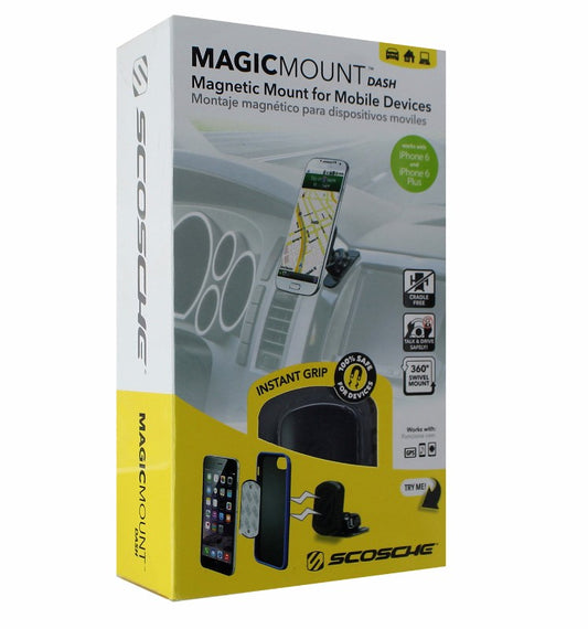 Scosche MagicMount Dash Series Magnetic Vehicle Car Mount - Black Cell Phone - Mounts & Holders Scosche    - Simple Cell Bulk Wholesale Pricing - USA Seller
