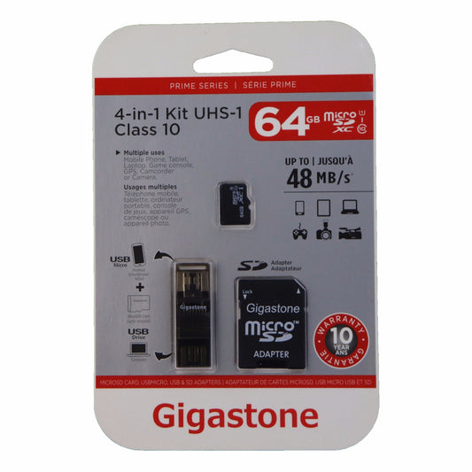 Gigastone 4-in-1 64GB MicroSD Kit with USB and Micro-USB Card Reading Adapter Digital Camera - Memory Cards Gigastone    - Simple Cell Bulk Wholesale Pricing - USA Seller