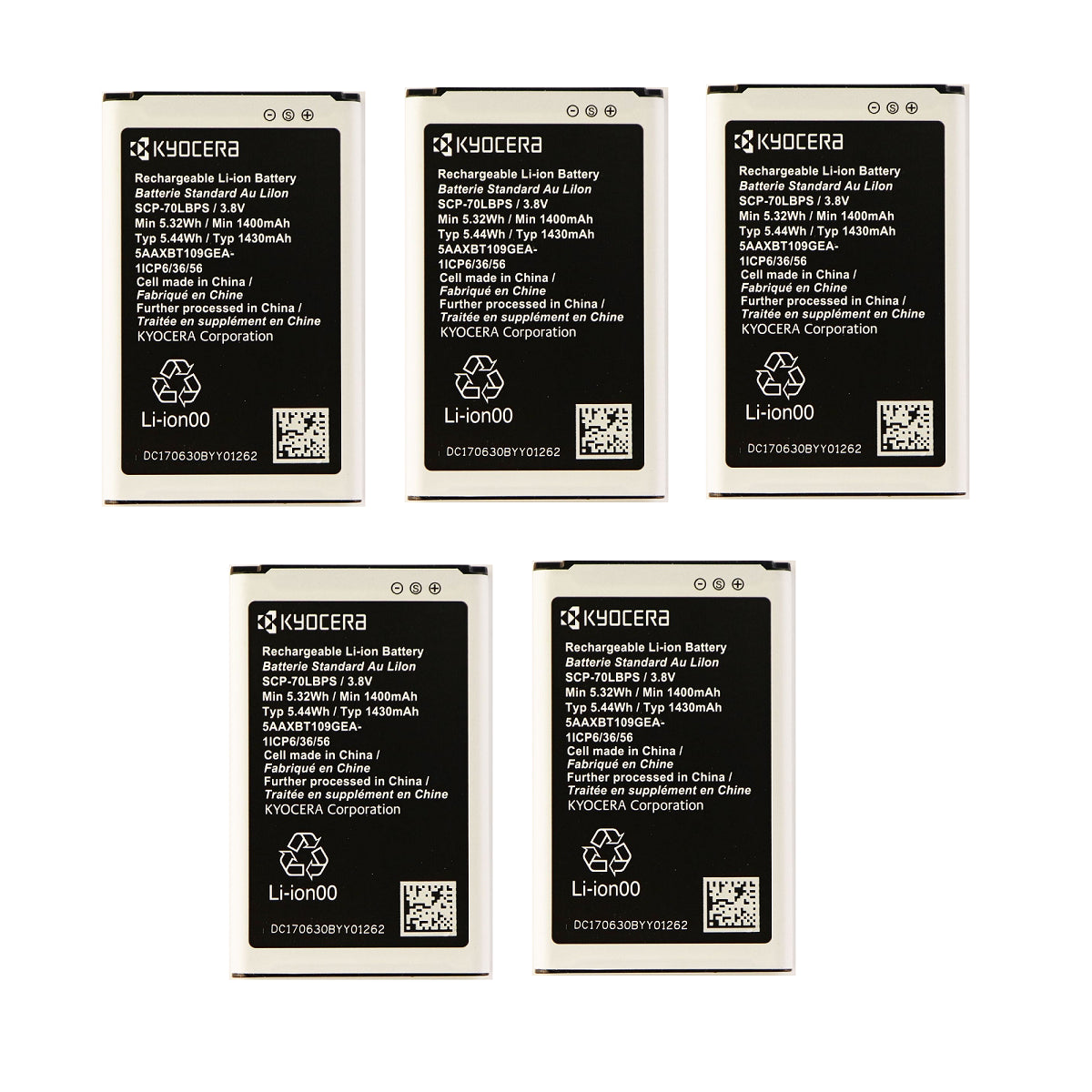 KIT 5x Kyocera SCP-70LBPS 1400 mAh Replacement Battery for Cadence LTE S2720 Cell Phone - Batteries Kyocera    - Simple Cell Bulk Wholesale Pricing - USA Seller