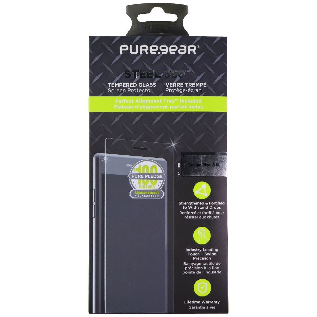 PureGear Steel 360 Tempered Glass Screen Protector for Google Pixel 3 XL - Clear Cell Phone - Cases, Covers & Skins PureGear    - Simple Cell Bulk Wholesale Pricing - USA Seller