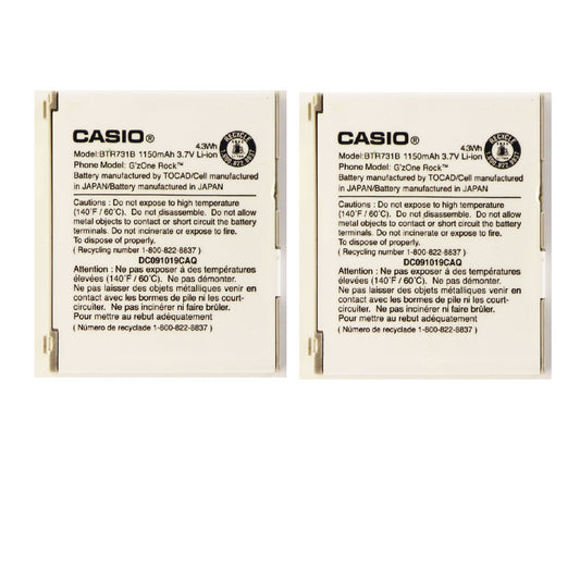 KIT 2x OEM Casio BTR731B 1150 mAh Replacement Battery for GzOne Rock Cell Phone - Batteries Casio    - Simple Cell Bulk Wholesale Pricing - USA Seller