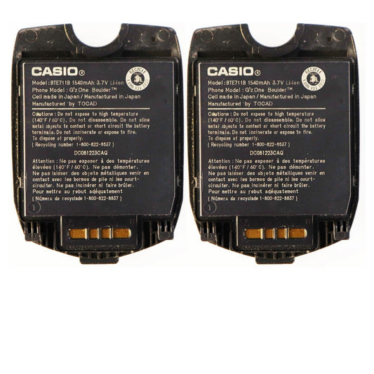 KIT 2x Casio 1540mAh Battery (BTE711B) 3.7V for GzOne Boulder - Black Cell Phone - Batteries Casio    - Simple Cell Bulk Wholesale Pricing - USA Seller