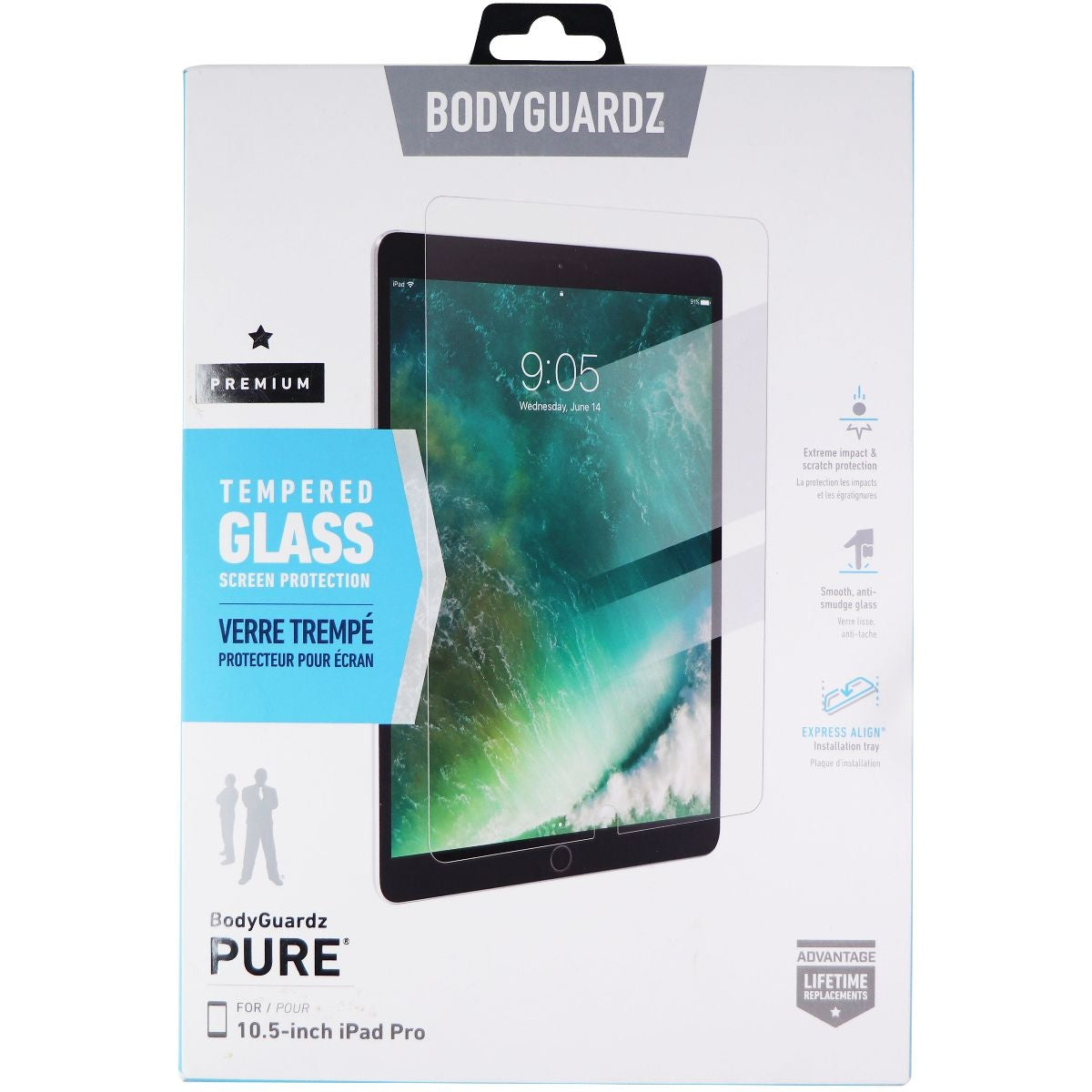 BodyGuardz Pure Tempered Glass Screen Protector for Apple iPad Pro (10.5) Cell Phone - Screen Protectors BODYGUARDZ    - Simple Cell Bulk Wholesale Pricing - USA Seller