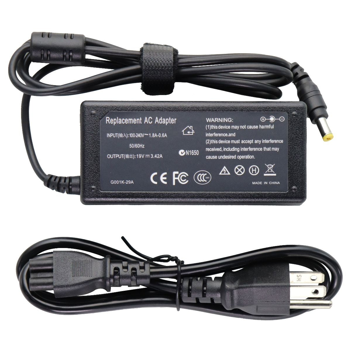 Replacement (19V/3.42A) AC Adapter Wall Charger Power Supply - Black (C011K-29A) Multipurpose Batteries & Power - Multipurpose AC to DC Adapters Unbranded    - Simple Cell Bulk Wholesale Pricing - USA Seller