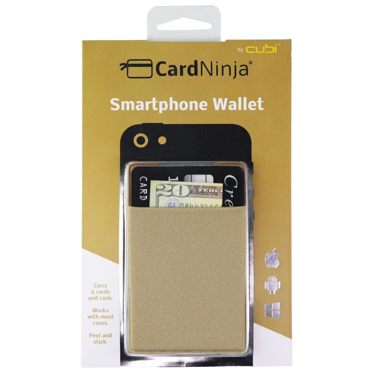 CardNinja Adhesive Card Holder for Smartphones and More - Gold Cell Phone - Cases, Covers & Skins CardNinja    - Simple Cell Bulk Wholesale Pricing - USA Seller