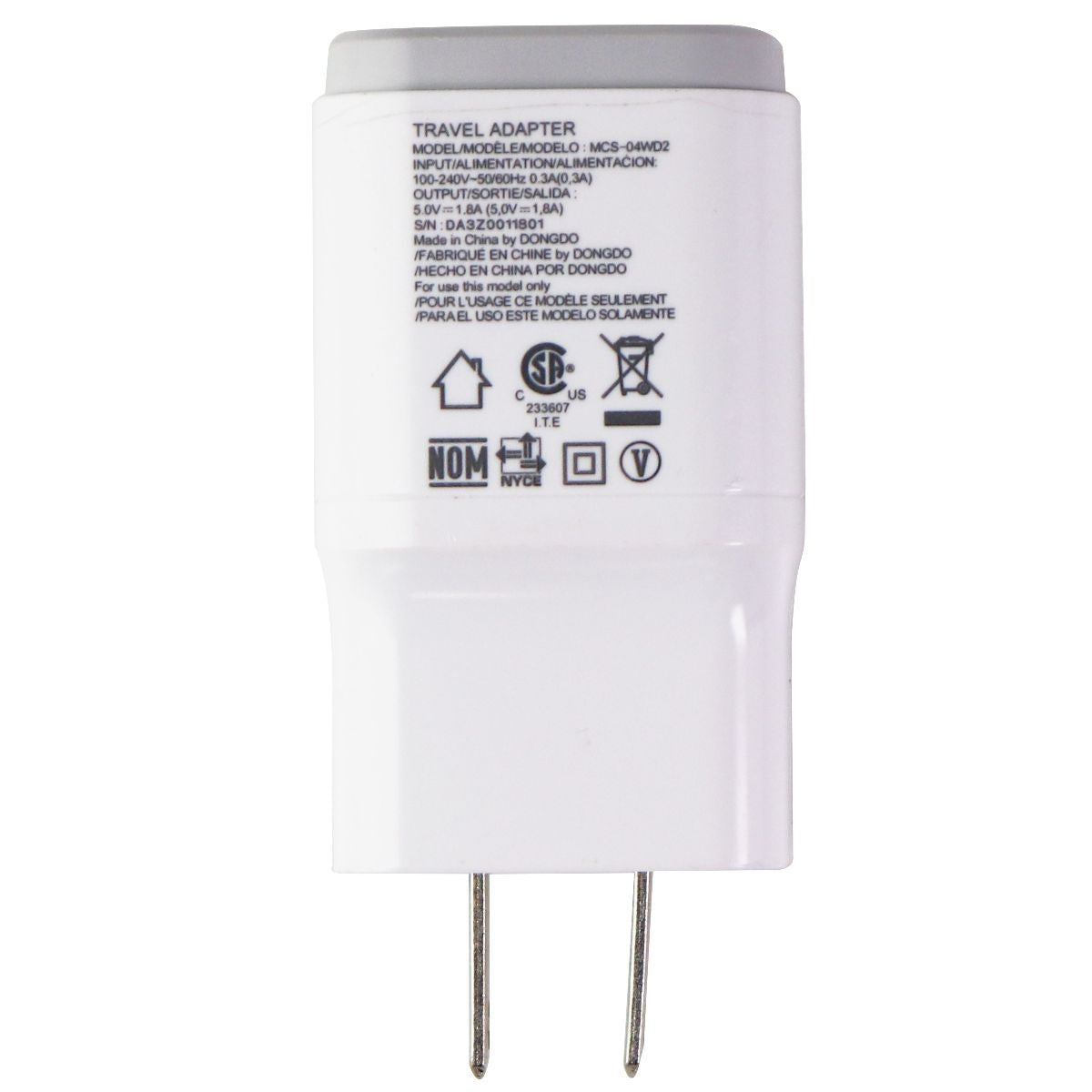 LG (MCS - 04WD2) 5V 1.8A  Travel Adapter for USB Devices - White Cell Phone - Cables & Adapters LG    - Simple Cell Bulk Wholesale Pricing - USA Seller