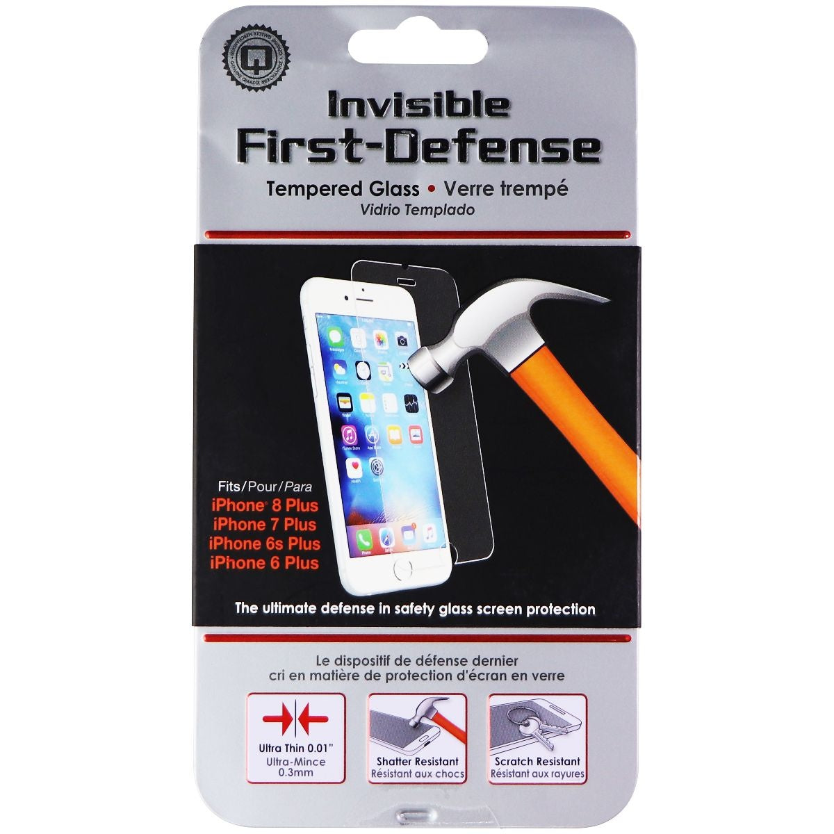 Qmadix Invisible First-Defense 9H Tempered Glass for iPhone 8 Plus/7 Plus Clear Cell Phone - Screen Protectors Qmadix    - Simple Cell Bulk Wholesale Pricing - USA Seller