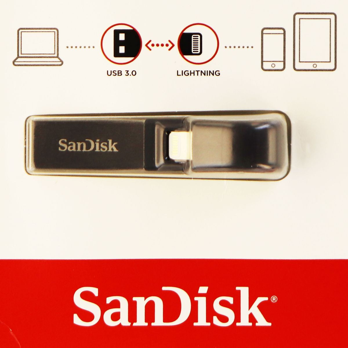 Sandisk iXpand 64GB USB 3.0 MFi Flash Drive Memory for iPhones & iPads Cell Phone - Memory Cards SanDisk    - Simple Cell Bulk Wholesale Pricing - USA Seller