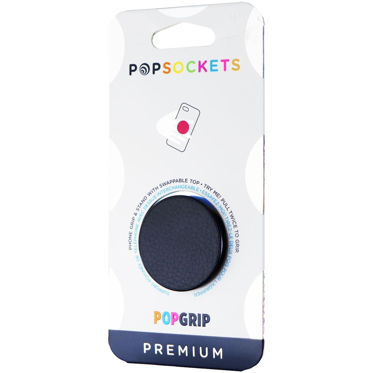 PopSockets PopGrip Premium Swappable Phone Grip & Stand - Navy Vegan Leather Cell Phone - Mounts & Holders PopSockets    - Simple Cell Bulk Wholesale Pricing - USA Seller