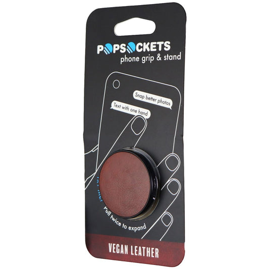 PopSockets Collapsible Grip & Stand for Phones and Tablets - Brown Vegan Leather Cell Phone - Mounts & Holders PopSockets    - Simple Cell Bulk Wholesale Pricing - USA Seller