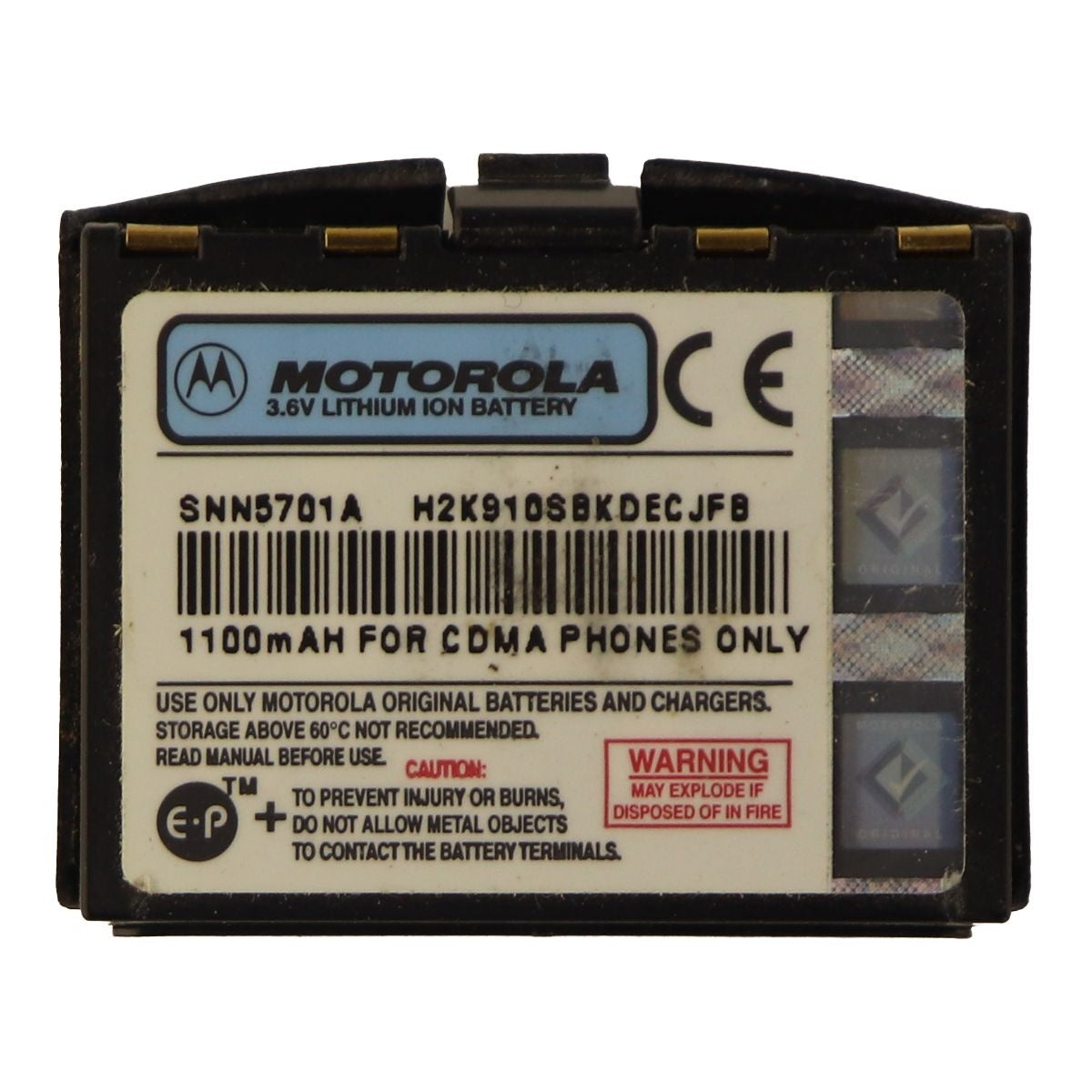 OEM Motorola SNN5701A 1100 mAh Replacement Battery Cell Phone - Batteries Motorola    - Simple Cell Bulk Wholesale Pricing - USA Seller