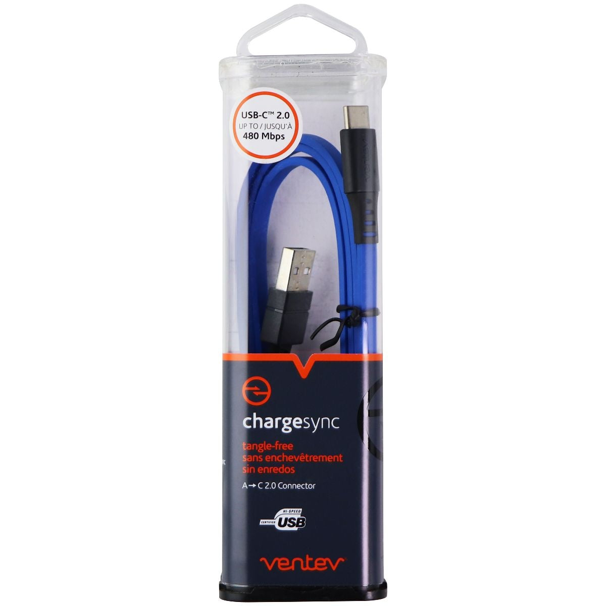 Ventev ChargeSync 3.3ft (USB-C) to USB Cable - Blue / Gray Cell Phone - Cables & Adapters Ventev    - Simple Cell Bulk Wholesale Pricing - USA Seller