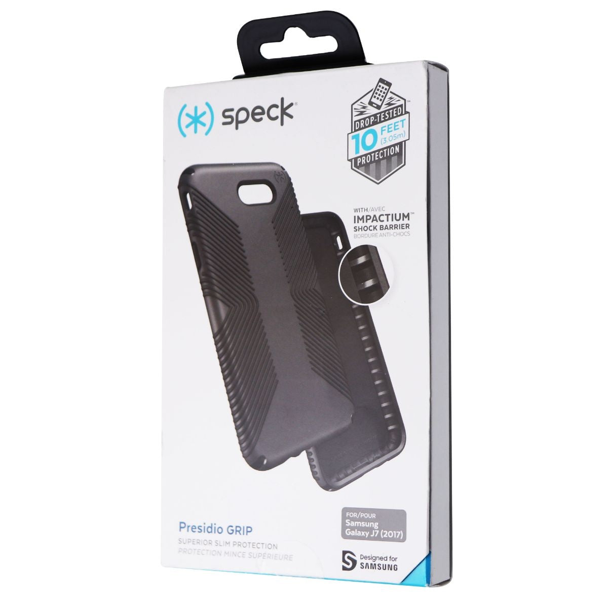 Speck Presidio Grip Case for Samsung J7 (2017) - Graphite Gray/Charcoal Gray Cell Phone - Cases, Covers & Skins Speck    - Simple Cell Bulk Wholesale Pricing - USA Seller