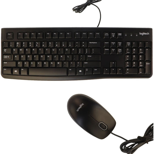 Logitech MK120 Desktop Corded Mouse and Keyboard Combo Set - Black Keyboards/Mice - Keyboard & Mouse Bundles Logitech    - Simple Cell Bulk Wholesale Pricing - USA Seller