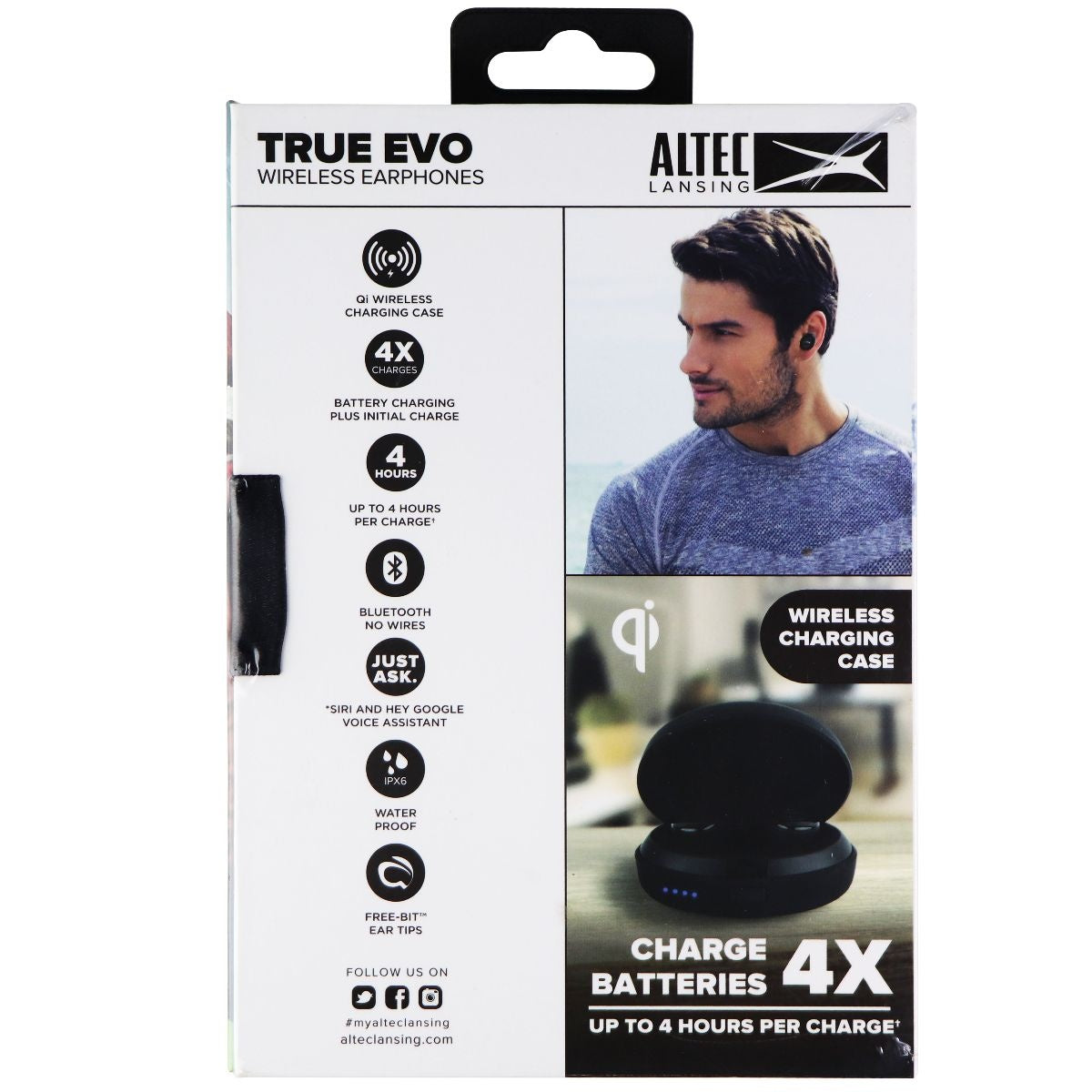 Altec Lansing MZX658 True Evo Waterproof Bluetooth Earphones with Case - Black Portable Audio - Headphones Altec Lansing    - Simple Cell Bulk Wholesale Pricing - USA Seller
