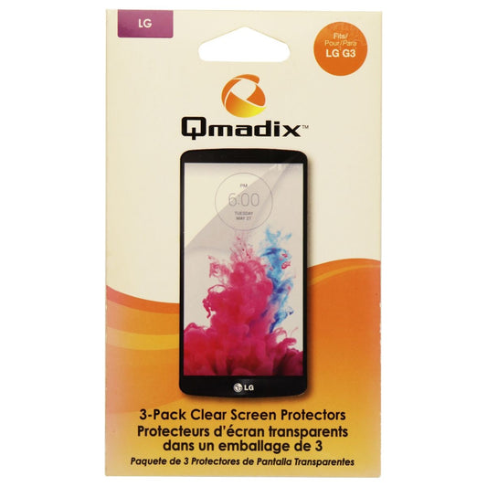 Qmadix Screen Protector for LG G3 Smartphone - 3 Pack - Clear Cell Phone - Screen Protectors Qmadix    - Simple Cell Bulk Wholesale Pricing - USA Seller