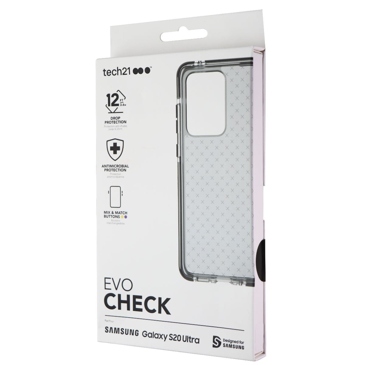 Tech21 Evo Check Flexible Case for Samsung Galaxy S20 Ultra 5G - Smokey Black Cell Phone - Cases, Covers & Skins Tech21    - Simple Cell Bulk Wholesale Pricing - USA Seller