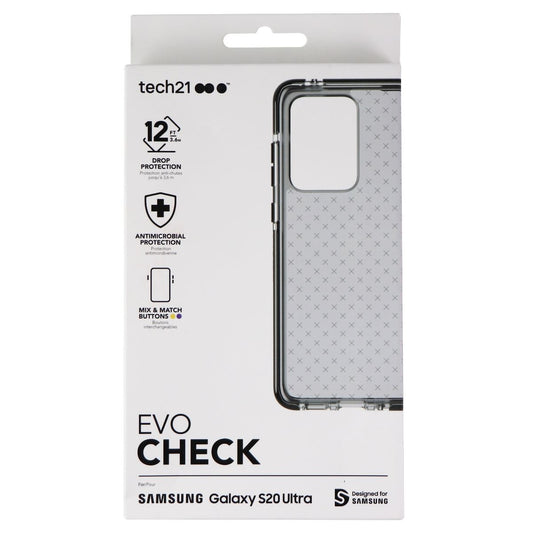 Tech21 Evo Check Flexible Case for Samsung Galaxy S20 Ultra 5G - Smokey Black Cell Phone - Cases, Covers & Skins Tech21    - Simple Cell Bulk Wholesale Pricing - USA Seller