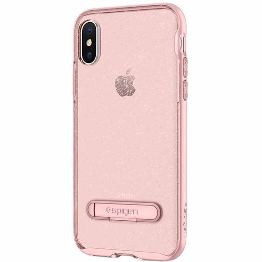 Spigen Crystal Hybrid Glitter Case w/ Kickstand for iPhone X - Transparent Pink Cell Phone - Cases, Covers & Skins Spigen    - Simple Cell Bulk Wholesale Pricing - USA Seller
