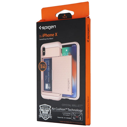 Spigen Crystal Wallet Hard Storage Case for Apple iPhone Xs/X - Rose Gold Cell Phone - Cases, Covers & Skins Spigen    - Simple Cell Bulk Wholesale Pricing - USA Seller