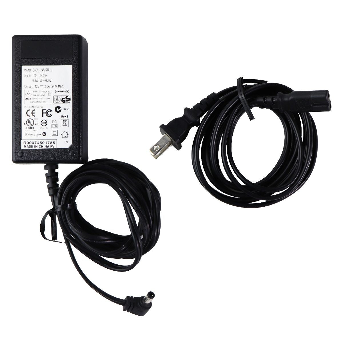 (12V/2A) Power Supply Wall Charger - Black (SA06-24S12R-U) Multipurpose Batteries & Power - Multipurpose AC to DC Adapters Unbranded    - Simple Cell Bulk Wholesale Pricing - USA Seller