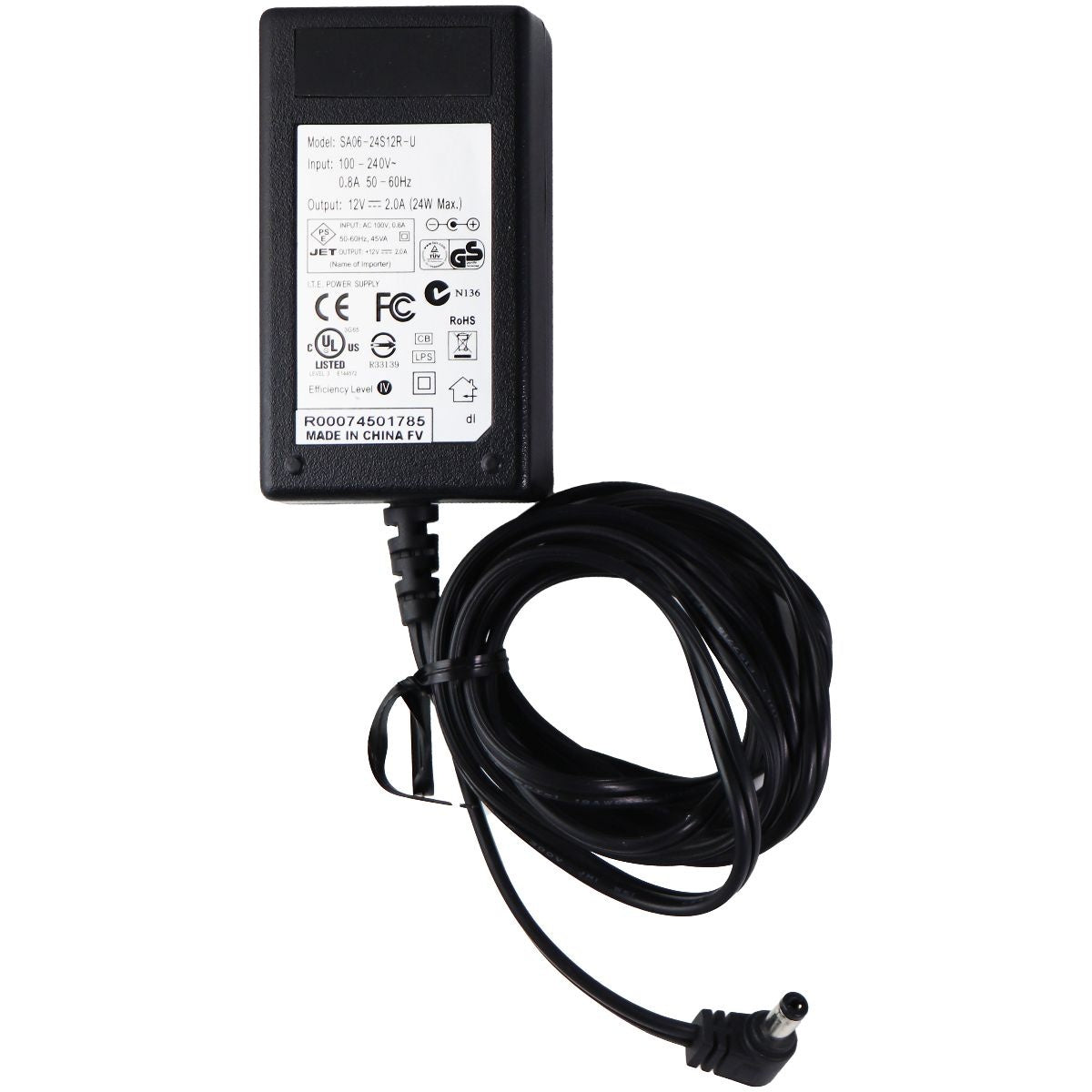 (12V/2A) Power Supply Wall Charger - Black (SA06-24S12R-U) Multipurpose Batteries & Power - Multipurpose AC to DC Adapters Unbranded    - Simple Cell Bulk Wholesale Pricing - USA Seller