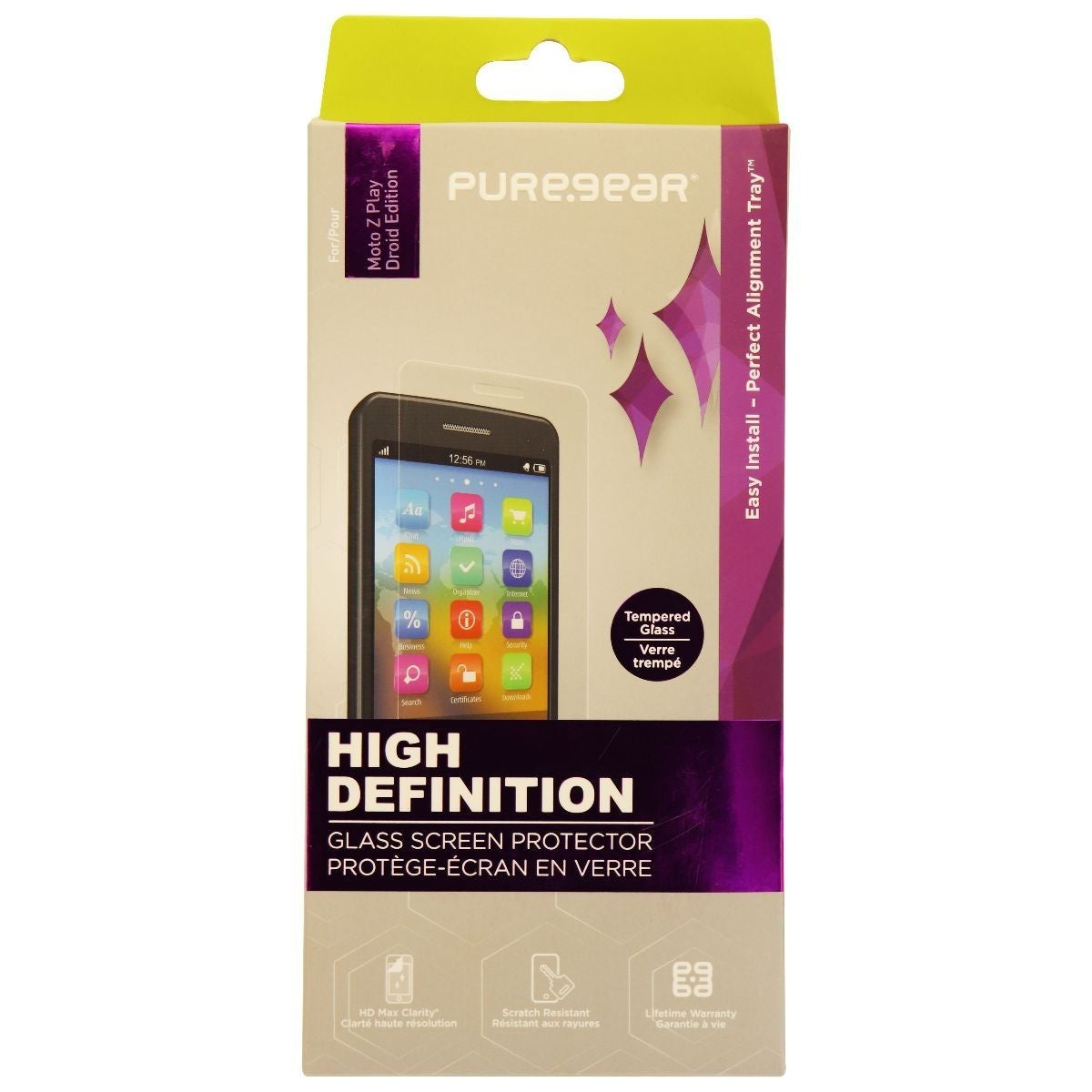 PureGear HD Tempered Glass Screen Protector for Moto Z Play Droid Edition Cell Phone - Screen Protectors PureGear    - Simple Cell Bulk Wholesale Pricing - USA Seller