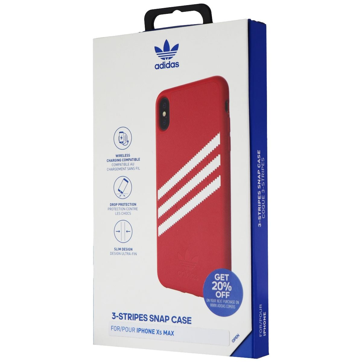 Adidas 3-Stripes Snap Case for Apple iPhone XS Max - Red Cell Phone - Cases, Covers & Skins Adidas    - Simple Cell Bulk Wholesale Pricing - USA Seller