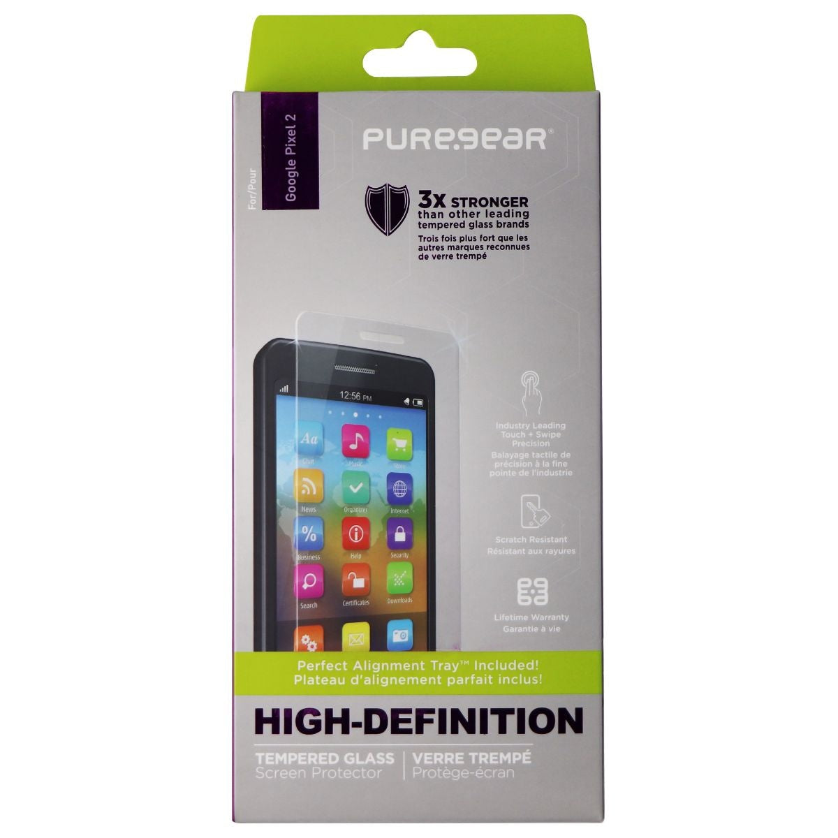PureGear HD Tempered Glass Screen Protector with Tray for Google Pixel 2 - Clear Cell Phone - Screen Protectors PureGear    - Simple Cell Bulk Wholesale Pricing - USA Seller