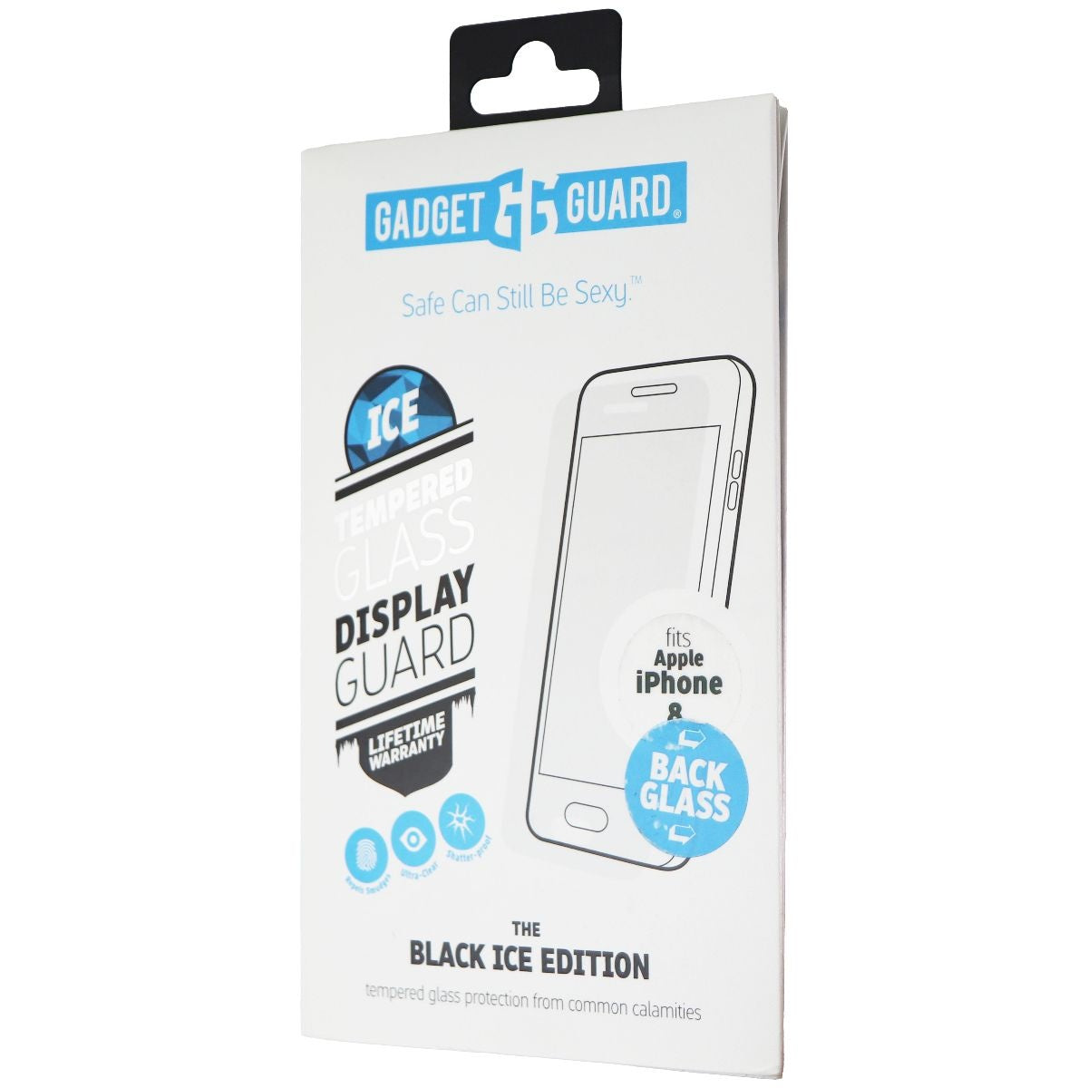 Gadget Guard Black Ice Tempered Back Glass for iPhone 8 - Clear / Black Glass Cell Phone - Screen Protectors Gadget Guard    - Simple Cell Bulk Wholesale Pricing - USA Seller
