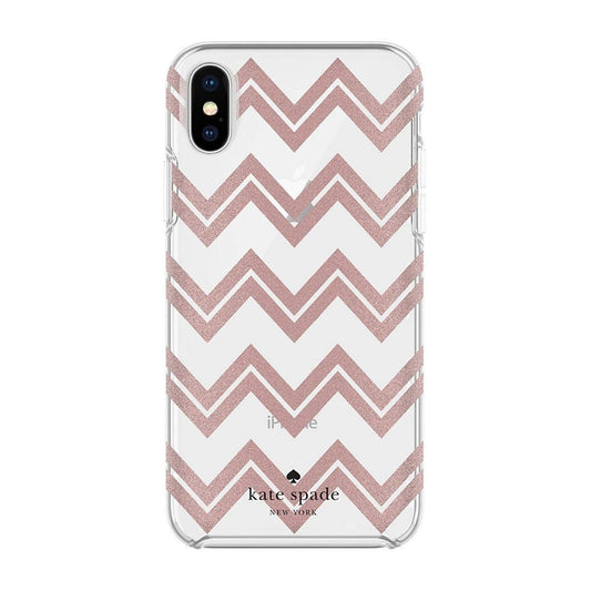 Kate Spade Hardshell Case for Apple iPhone X - Clear w/ Rose Gold Chevron Cell Phone - Cases, Covers & Skins Kate Spade    - Simple Cell Bulk Wholesale Pricing - USA Seller