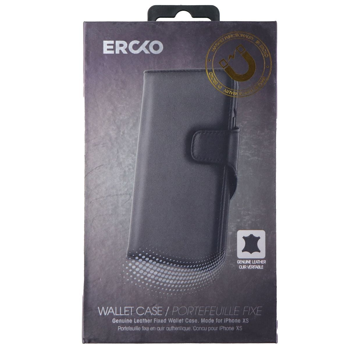Ercko Genuine Leather Wallet Case for iPhone Xs and iPhone X - Black Cell Phone - Cases, Covers & Skins Ercko    - Simple Cell Bulk Wholesale Pricing - USA Seller
