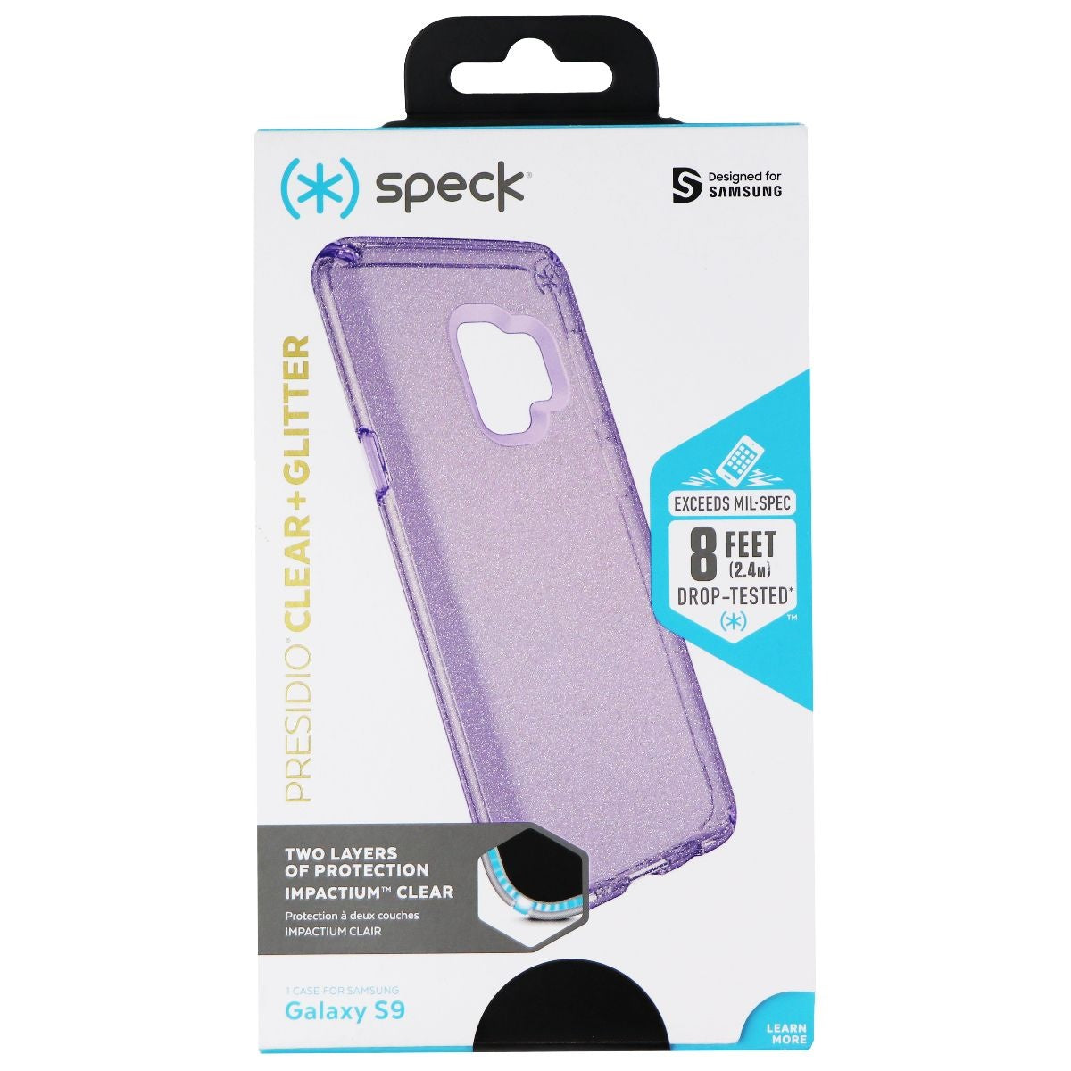 Speck Presidio Clear + Glitter Case for Galaxy S9 - Geode Purple/Gold Glitter Cell Phone - Cases, Covers & Skins Speck    - Simple Cell Bulk Wholesale Pricing - USA Seller