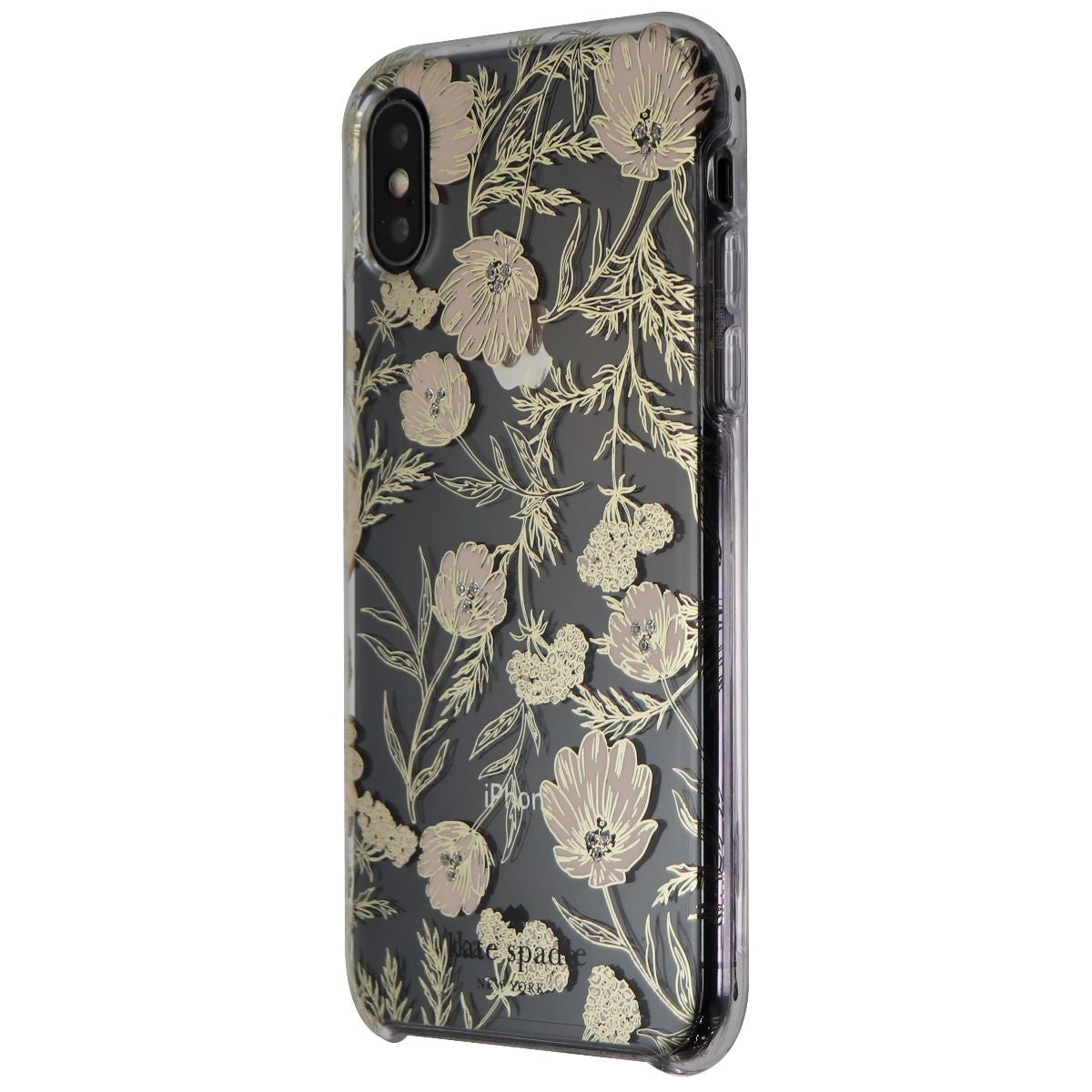 Kate Spade Hardshell Case for Apple iPhone XS / X - Pink & Gold Flowers w/ Gems Cell Phone - Cases, Covers & Skins Kate Spade    - Simple Cell Bulk Wholesale Pricing - USA Seller
