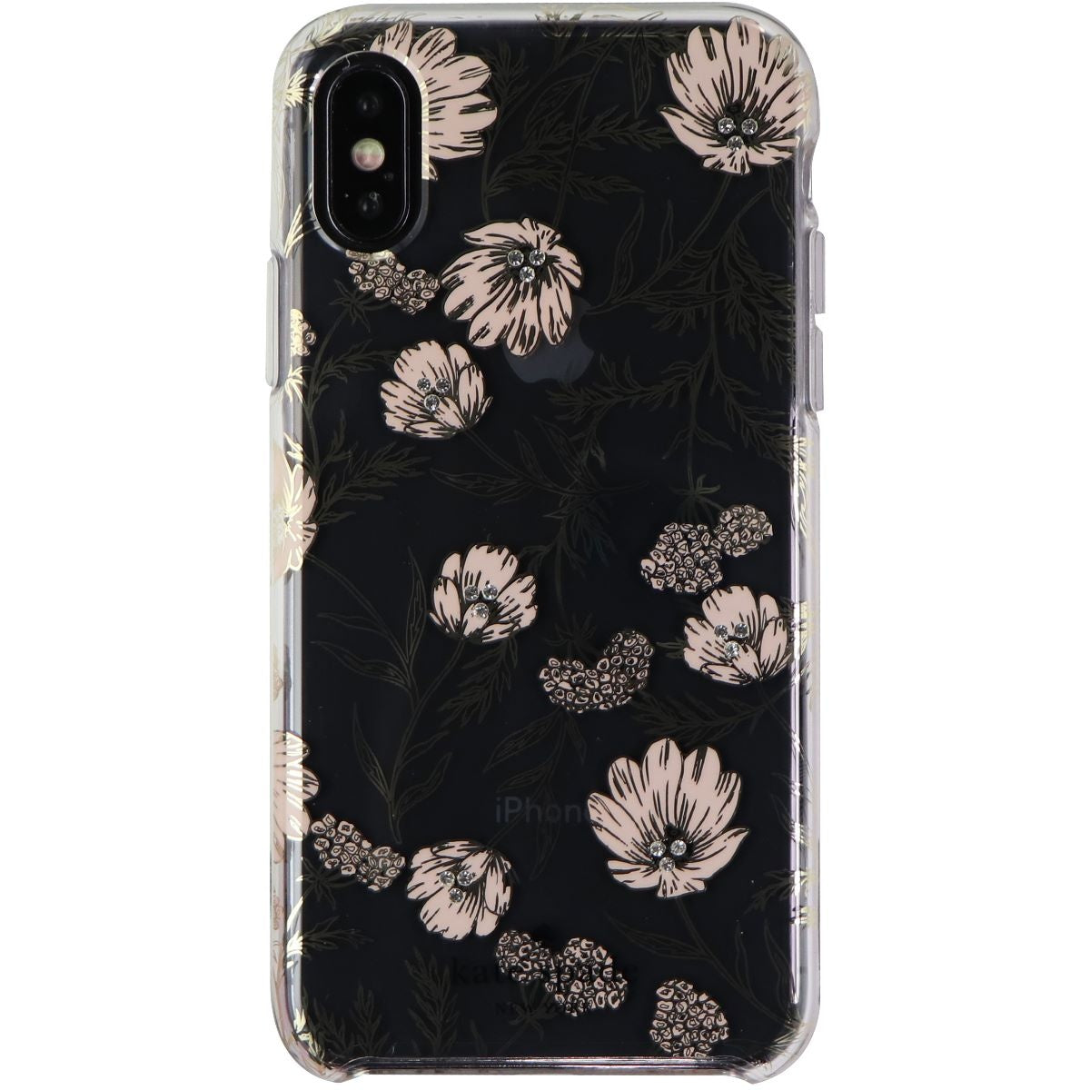 Kate Spade Hardshell Case for Apple iPhone XS / X - Pink & Gold Flowers w/ Gems Cell Phone - Cases, Covers & Skins Kate Spade    - Simple Cell Bulk Wholesale Pricing - USA Seller