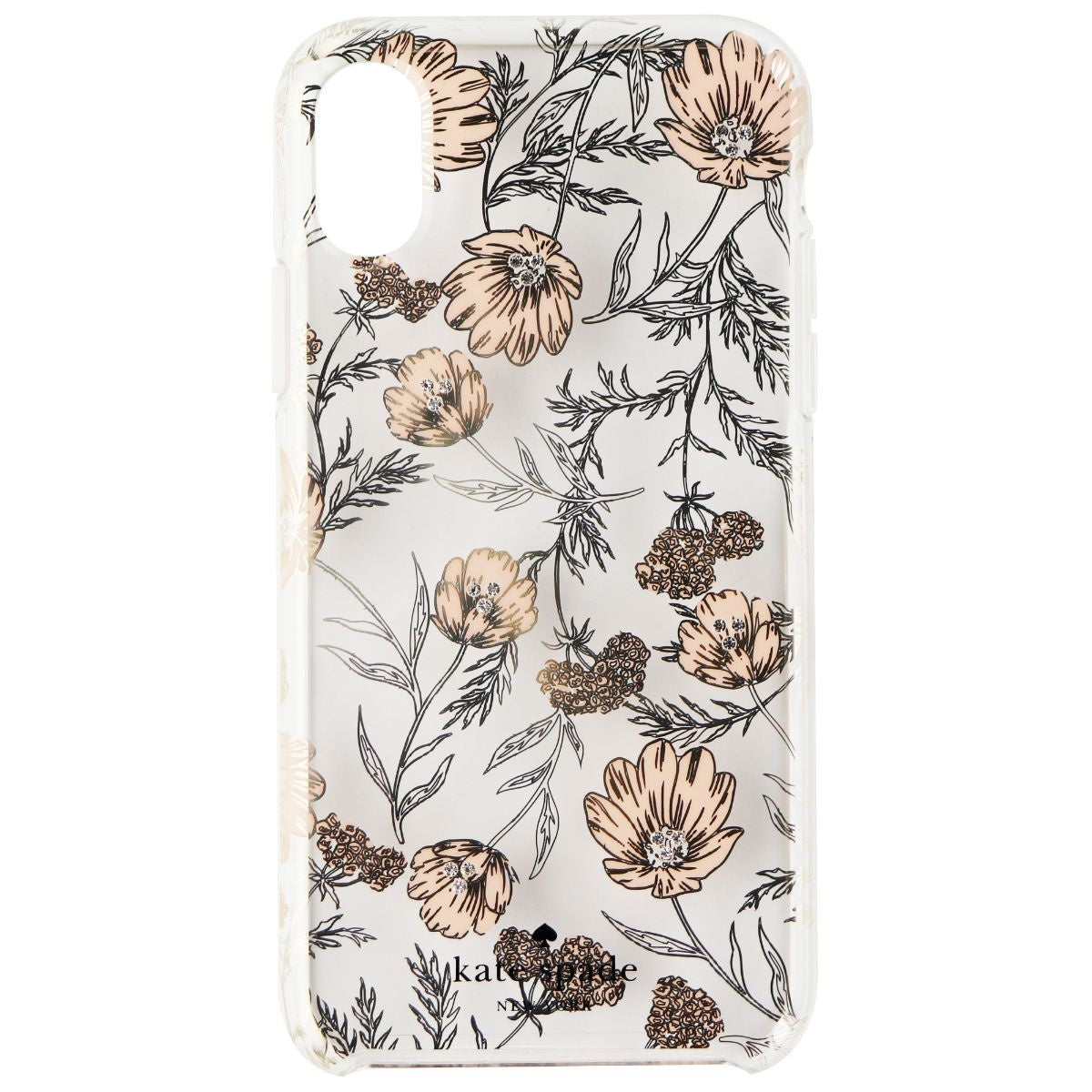 Kate Spade Hardshell Case for Apple iPhone XS / X - Pink & Gold Flowers w/ Gems Cell Phone - Cases, Covers & Skins Kate Spade    - Simple Cell Bulk Wholesale Pricing - USA Seller
