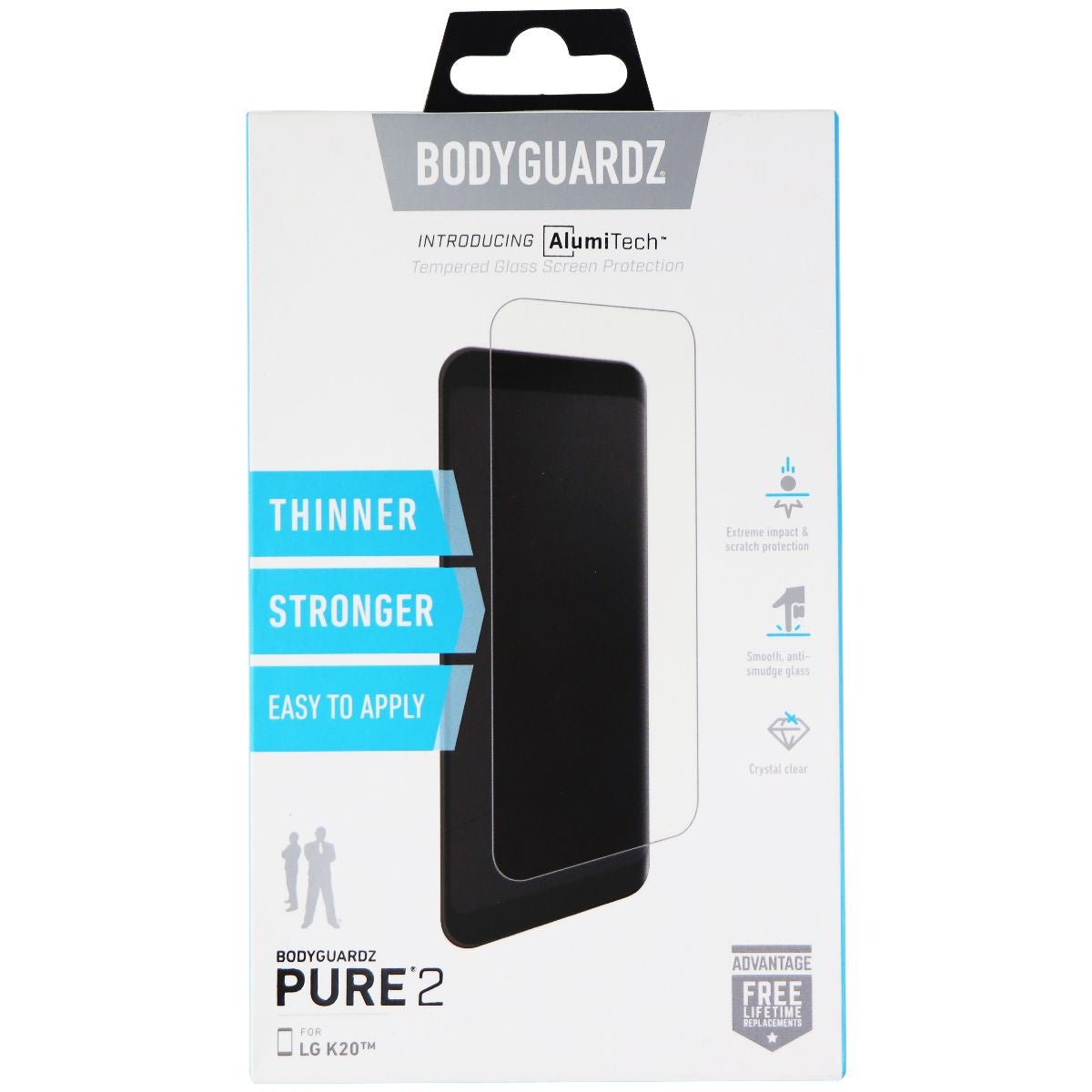 BodyGuardz Pure 2 AlumiTech Screen Protector for LG K20 - Clear Cell Phone - Screen Protectors BODYGUARDZ    - Simple Cell Bulk Wholesale Pricing - USA Seller