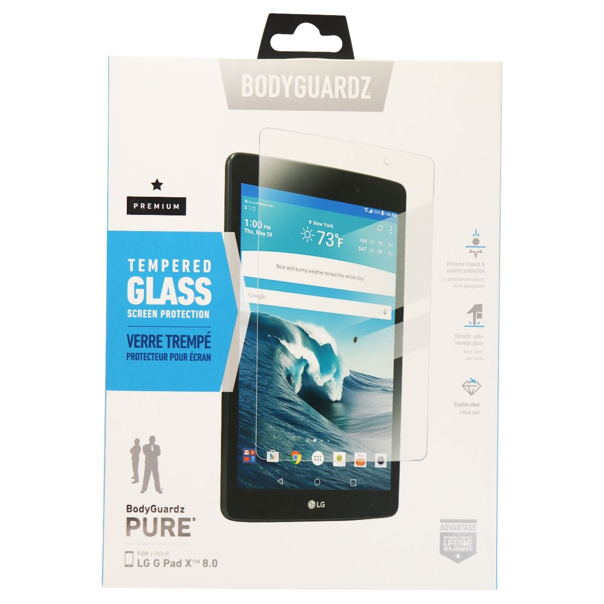 BodyGuardz Pure Series Premium Tempered Glass for LG G Pad X 8.0 - Clear iPad/Tablet Accessories - Screen Protectors BODYGUARDZ    - Simple Cell Bulk Wholesale Pricing - USA Seller