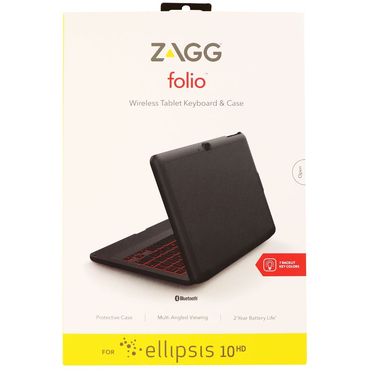 ZAGG Folio Series Wireless Tablet Keyboard and Case for Ellipsis 10 HD - Black iPad/Tablet Accessories - Cases, Covers, Keyboard Folios Zagg    - Simple Cell Bulk Wholesale Pricing - USA Seller