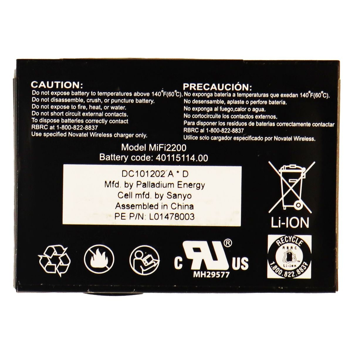OEM Novatel Wireless 40115114 1150 mAh Replacement Battery for MiFi 2200 Cell Phone - Batteries Novatel Wireless    - Simple Cell Bulk Wholesale Pricing - USA Seller
