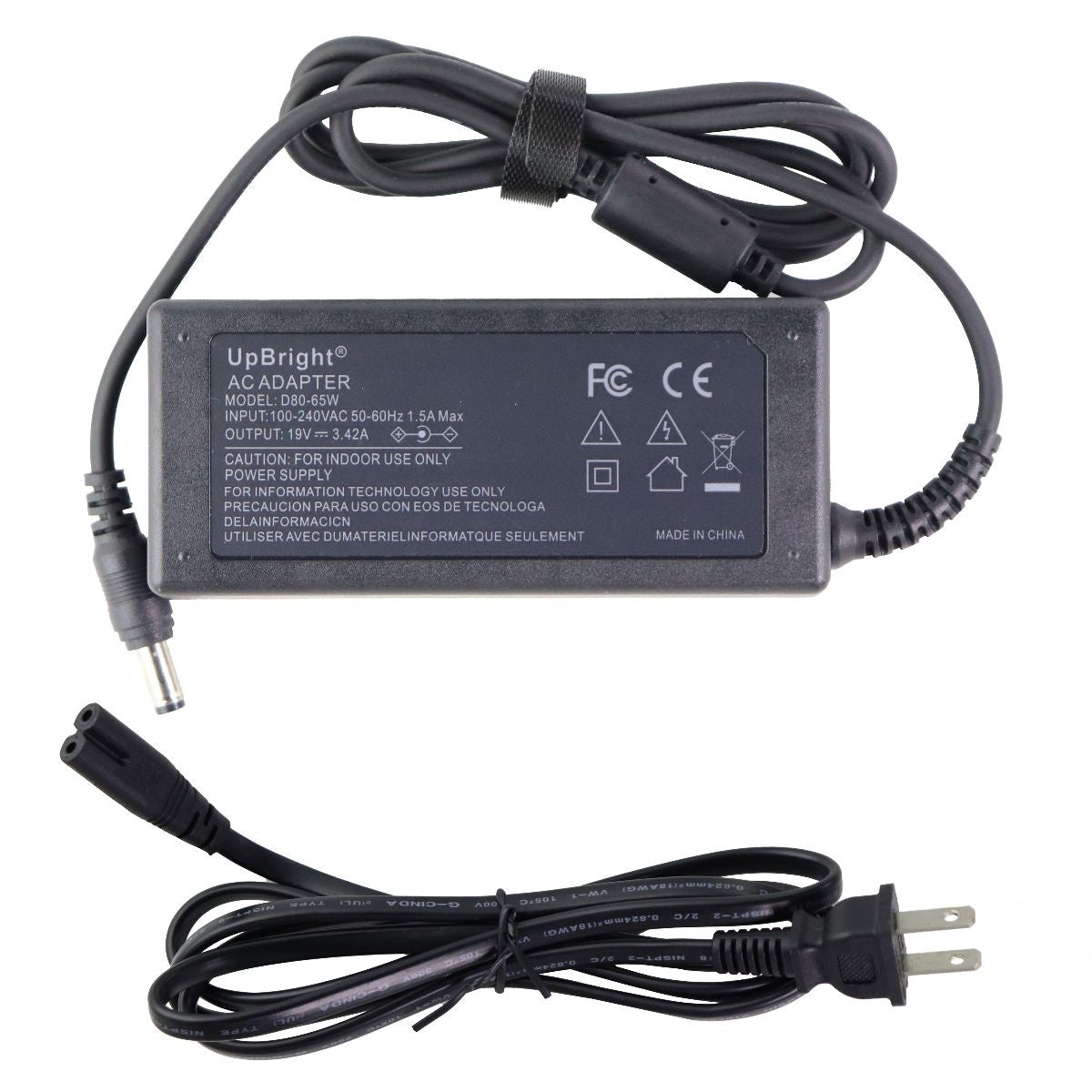 UpBright AC Wall Adapter (D80-65W) 19V/3.42A - Black Multipurpose Batteries & Power - Multipurpose AC to DC Adapters UpBright    - Simple Cell Bulk Wholesale Pricing - USA Seller