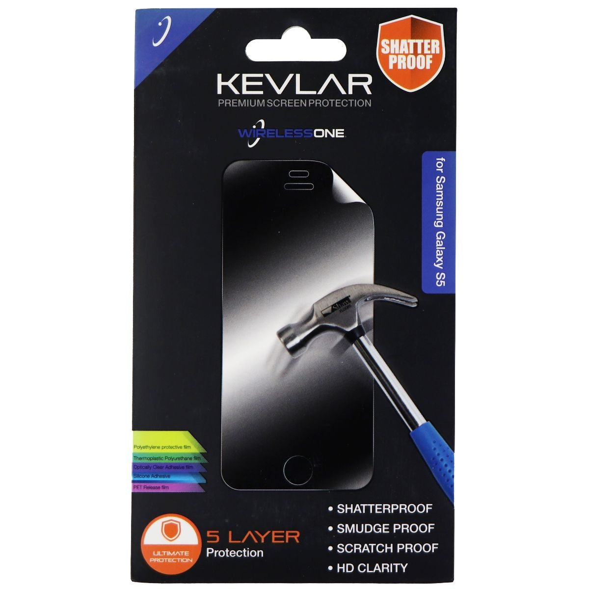 WirelessOne Premium Screen Protector for Samsung Galaxy S5 - Clear Cell Phone - Screen Protectors Wireless One    - Simple Cell Bulk Wholesale Pricing - USA Seller