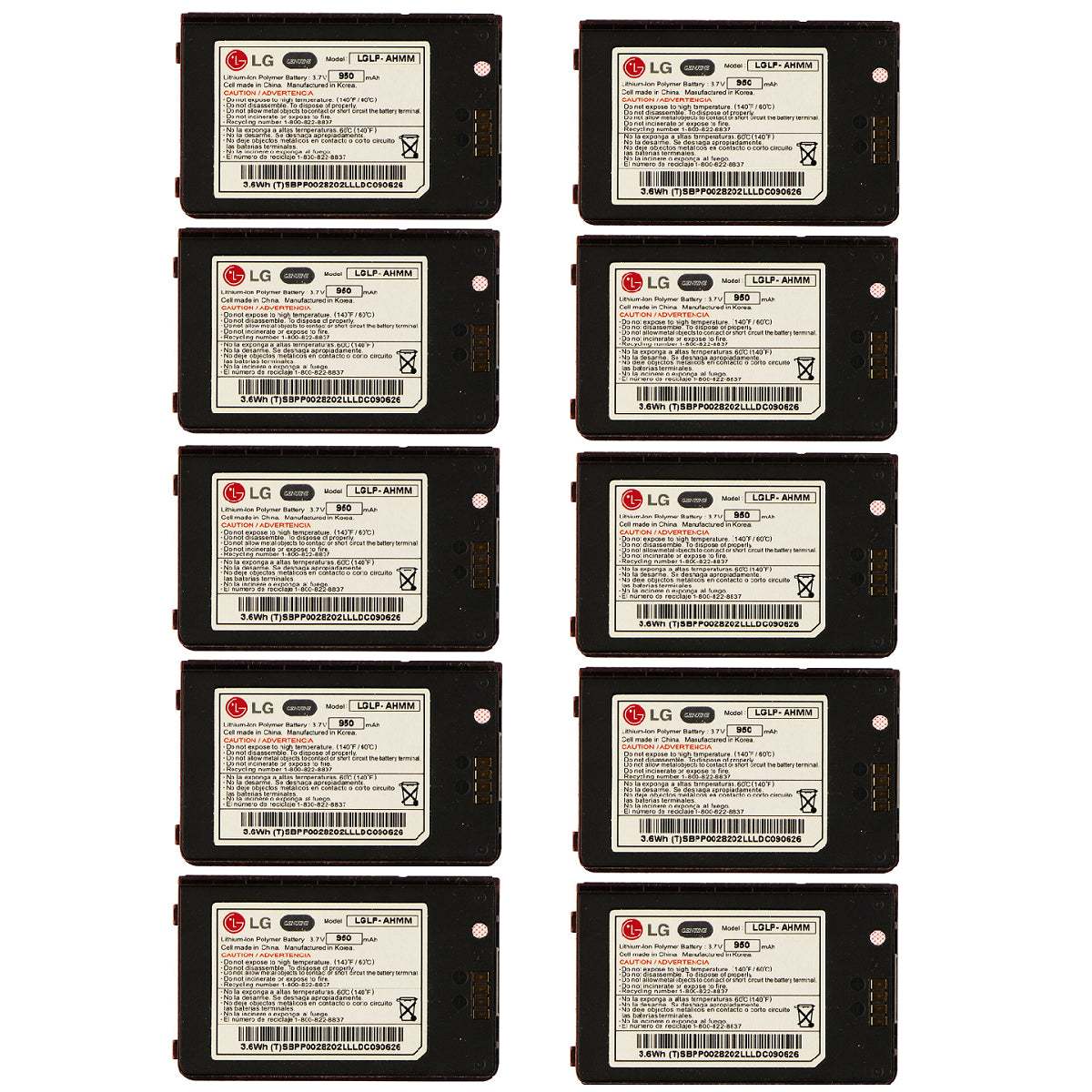 KIT 10x LG LGLP-AHMM 950 mAh Replacement Battery for Env 3 VX9200 Cell Phone - Batteries LG    - Simple Cell Bulk Wholesale Pricing - USA Seller