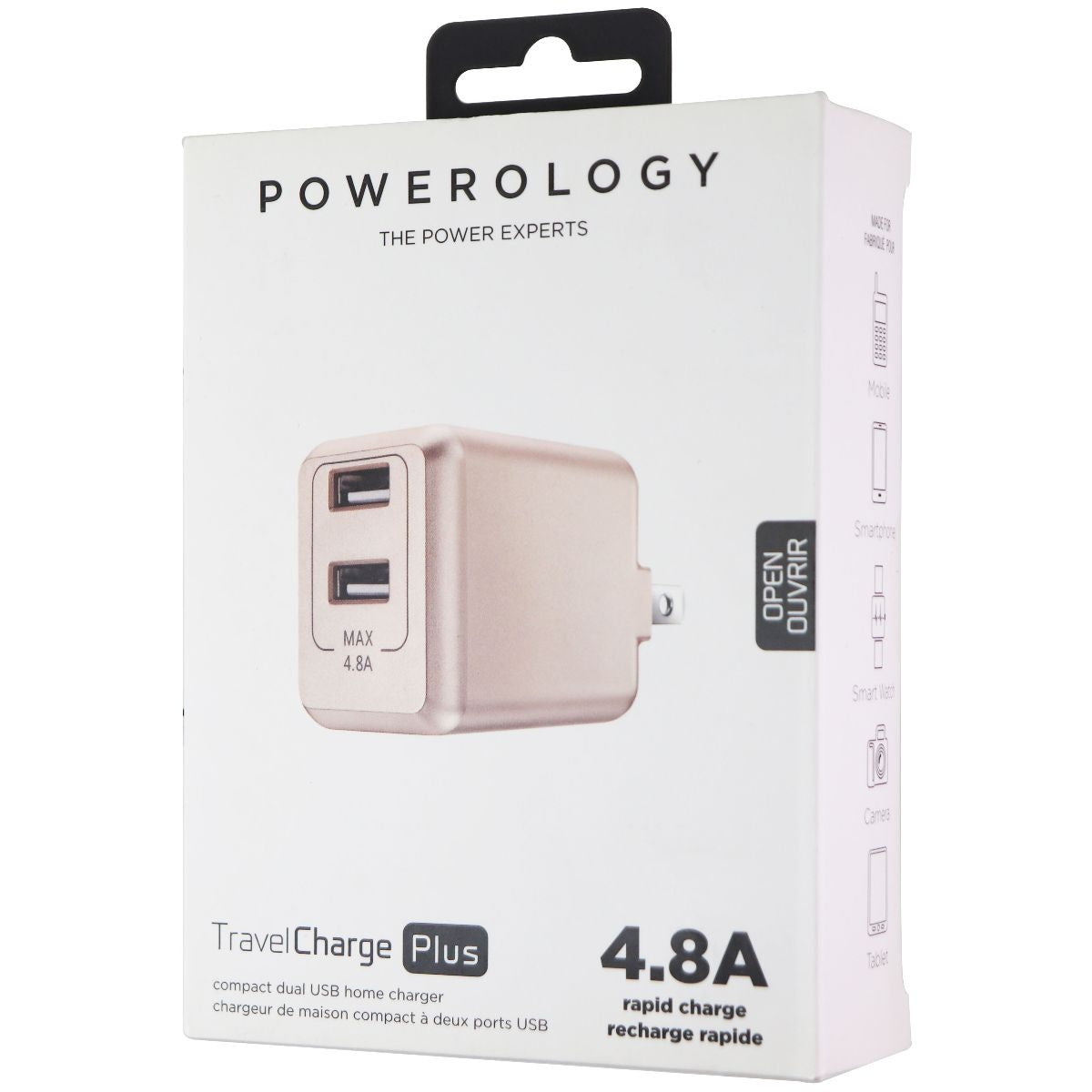 Powerology TravelCharge Plus Dual USB 4.8A Wall Charger - Rose Gold Cell Phone - Chargers & Cradles Powerology    - Simple Cell Bulk Wholesale Pricing - USA Seller
