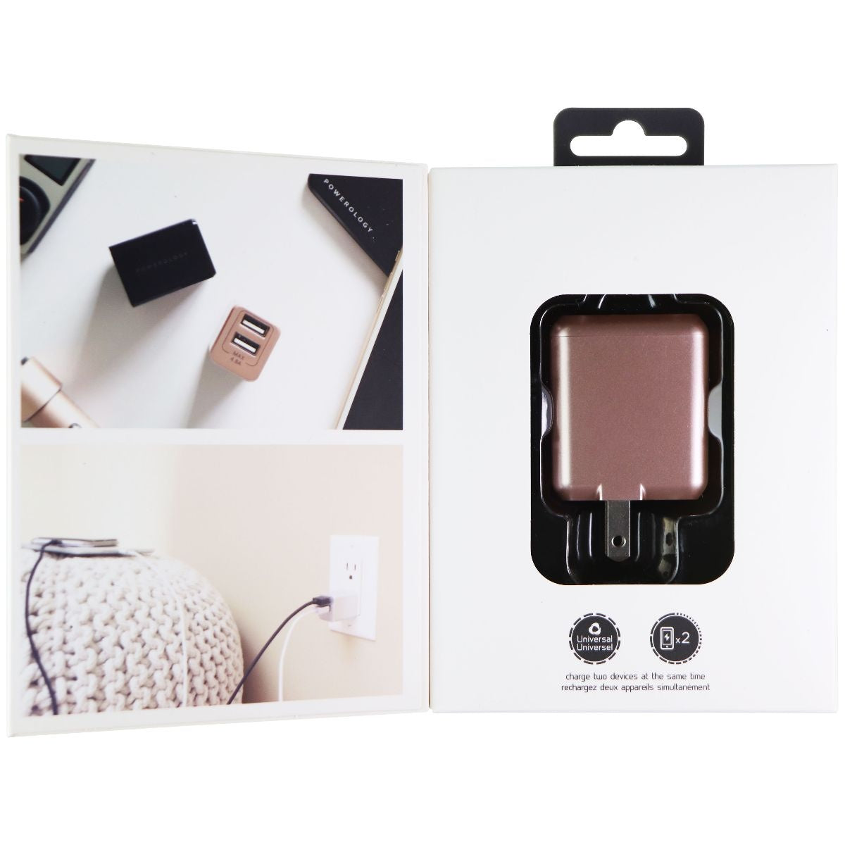 Powerology TravelCharge Plus Dual USB 4.8A Wall Charger - Rose Gold Cell Phone - Chargers & Cradles Powerology    - Simple Cell Bulk Wholesale Pricing - USA Seller