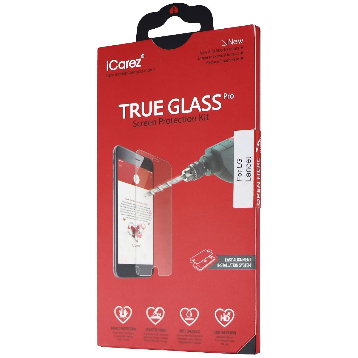 iCarez True Glass Screen Protector Kit for LG Lancet - Clear Cell Phone - Screen Protectors iCarez    - Simple Cell Bulk Wholesale Pricing - USA Seller
