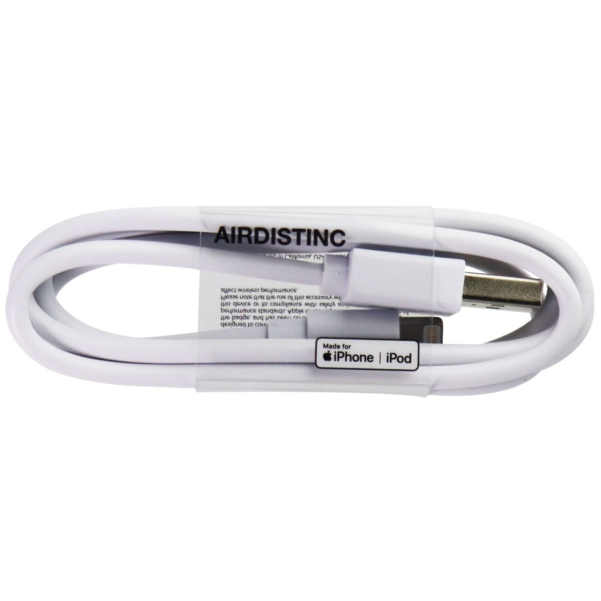 AIRDISTINC (3.3-Foot) USB Charge and Sync MFi Cable for iPhone & iPad - White Cell Phone - Cables & Adapters AIRDISTINC    - Simple Cell Bulk Wholesale Pricing - USA Seller