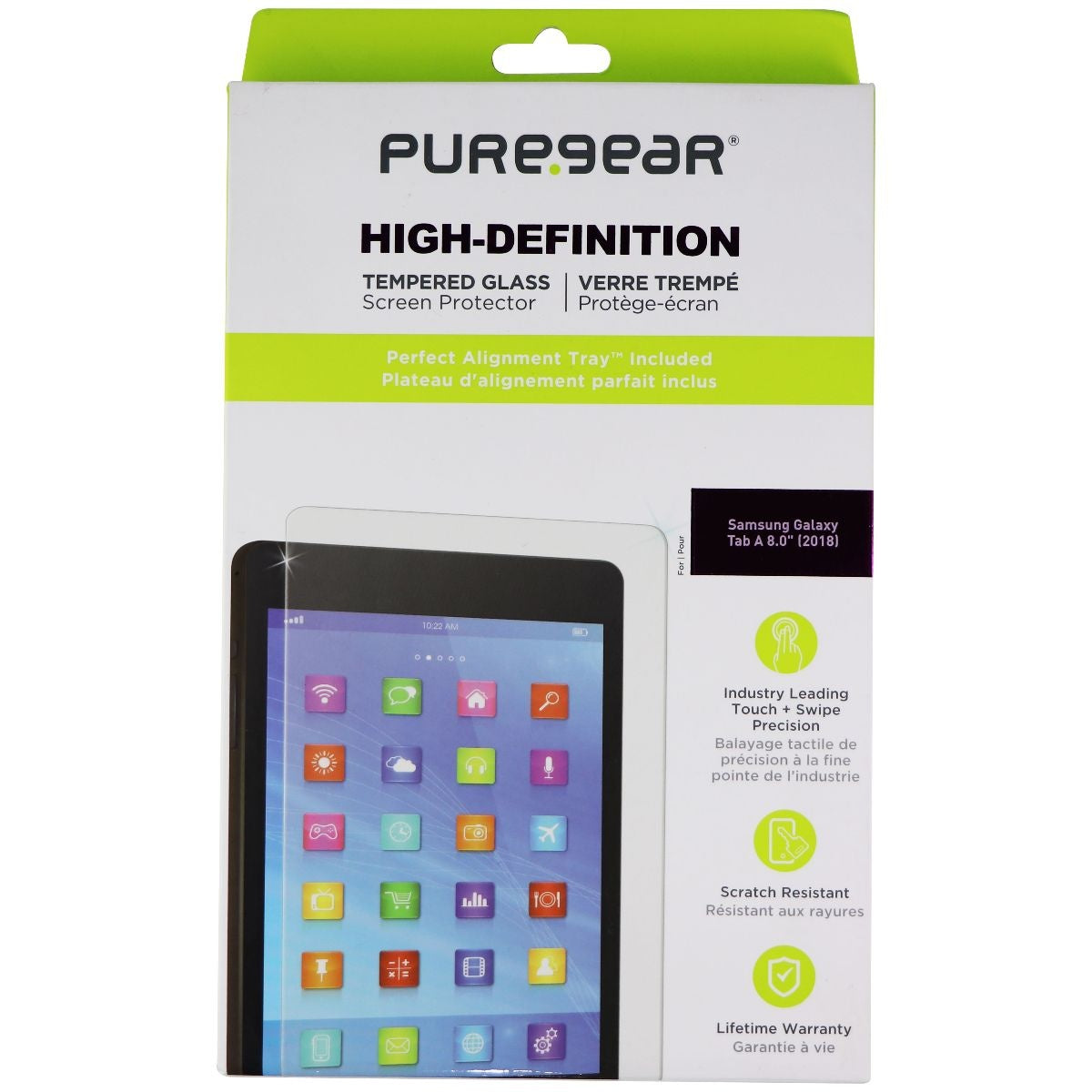 PureGear HD Tempered Glass Screen Protector for Galaxy Tab A 8.0 (2018) - Clear Cell Phone - Screen Protectors PureGear    - Simple Cell Bulk Wholesale Pricing - USA Seller