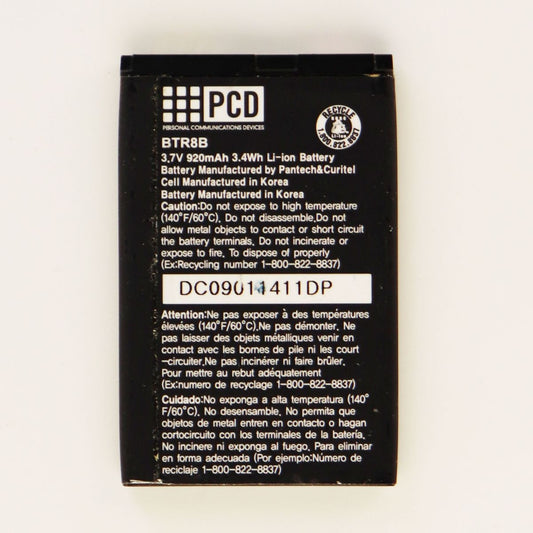 PCD Rechargeable 920mAh Battery (BTR8B) 3.7V for Pantech 8950 TXT8010 Escapade Cell Phone - Batteries PCD    - Simple Cell Bulk Wholesale Pricing - USA Seller